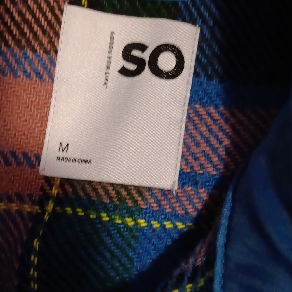 SO Womens Plaid Shirt Jacket in Blue, Pink & Green - Picture 7 of 9